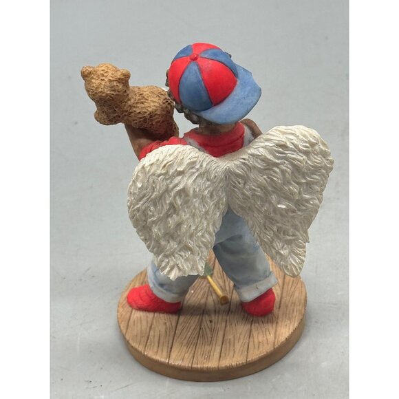 Boy Angel Figurine With Teddy Bear & Baseball Bat Hand-Painted Resin 5.5" Tall C - Picture 5 of 9